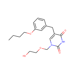 CCCCOc1cccc(Cc2cn(COCCO)c(=O)[nH]c2=O)c1 ZINC000013743505