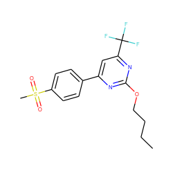 CCCCOc1nc(-c2ccc(S(C)(=O)=O)cc2)cc(C(F)(F)F)n1 ZINC000001553906