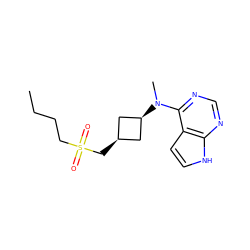 CCCCS(=O)(=O)C[C@H]1C[C@@H](N(C)c2ncnc3[nH]ccc23)C1 ZINC000261139898