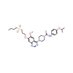 CCCCS(=O)(=O)CCCOc1cc2ncnc(N3CCN(C(=O)Nc4ccc(OC(C)C)cc4)CC3)c2cc1OC ZINC000027207813