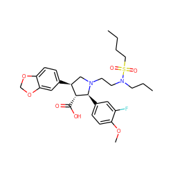 CCCCS(=O)(=O)N(CCC)CCN1C[C@H](c2ccc3c(c2)OCO3)[C@@H](C(=O)O)[C@@H]1c1ccc(OC)c(F)c1 ZINC000026954881