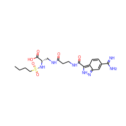 CCCCS(=O)(=O)N[C@@H](CNC(=O)CCNC(=O)c1[nH]nc2cc(C(=N)N)ccc12)C(=O)O ZINC000013776223