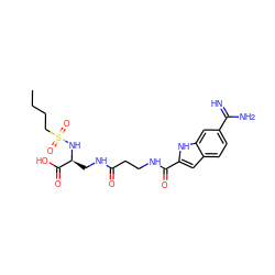 CCCCS(=O)(=O)N[C@@H](CNC(=O)CCNC(=O)c1cc2ccc(C(=N)N)cc2[nH]1)C(=O)O ZINC000013776216