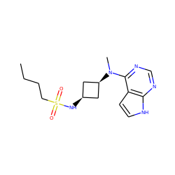 CCCCS(=O)(=O)N[C@H]1C[C@@H](N(C)c2ncnc3[nH]ccc23)C1 ZINC001772570848