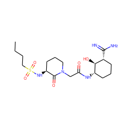 CCCCS(=O)(=O)N[C@H]1CCCN(CC(=O)N[C@H]2CCC[C@@H](C(=N)N)[C@@H]2O)C1=O ZINC000027520116