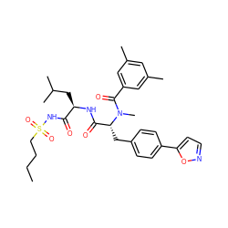 CCCCS(=O)(=O)NC(=O)[C@@H](CC(C)C)NC(=O)[C@@H](Cc1ccc(-c2ccno2)cc1)N(C)C(=O)c1cc(C)cc(C)c1 ZINC000026378207