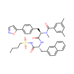 CCCCS(=O)(=O)NC(=O)[C@@H](Cc1ccc2ccccc2c1)NC(=O)[C@@H](Cc1ccc(-c2ccno2)cc1)N(C)C(=O)c1cc(C)cc(C)c1 ZINC000026377375