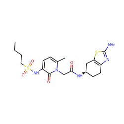 CCCCS(=O)(=O)Nc1ccc(C)n(CC(=O)N[C@@H]2CCc3nc(N)sc3C2)c1=O ZINC000026976089