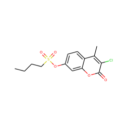 CCCCS(=O)(=O)Oc1ccc2c(C)c(Cl)c(=O)oc2c1 ZINC001772598330