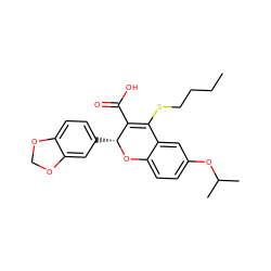 CCCCSC1=C(C(=O)O)[C@@H](c2ccc3c(c2)OCO3)Oc2ccc(OC(C)C)cc21 ZINC000013473449