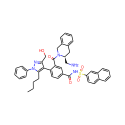 CCCCc1c(-c2ccc(C(=O)NS(=O)(=O)c3ccc4ccccc4c3)cc2C(=O)N2Cc3ccccc3C[C@H]2CN)c(CO)nn1-c1ccccc1 ZINC000084757838