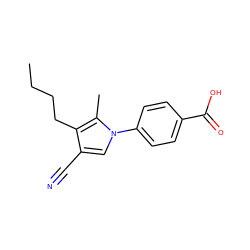 CCCCc1c(C#N)cn(-c2ccc(C(=O)O)cc2)c1C ZINC000200833379