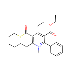 CCCCc1c(C(=O)SCC)c(CC)c(C(=O)OCC)c(-c2ccccc2)[n+]1C ZINC000013801286