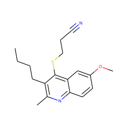 CCCCc1c(C)nc2ccc(OC)cc2c1SCCC#N ZINC000002327661