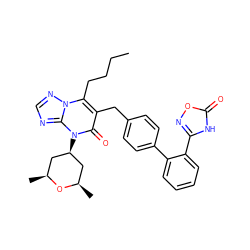 CCCCc1c(Cc2ccc(-c3ccccc3-c3noc(=O)[nH]3)cc2)c(=O)n([C@@H]2C[C@H](C)O[C@H](C)C2)c2ncnn12 ZINC000100638553