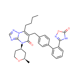 CCCCc1c(Cc2ccc(-c3ccccc3-c3noc(=O)[nH]3)cc2)c(=O)n([C@@H]2CCO[C@H](C)C2)c2ncnn12 ZINC000096178271