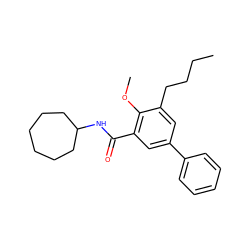 CCCCc1cc(-c2ccccc2)cc(C(=O)NC2CCCCCC2)c1OC ZINC000653851572