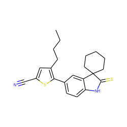 CCCCc1cc(C#N)sc1-c1ccc2c(c1)C1(CCCCC1)C(=S)N2 ZINC000013488913