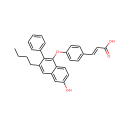 CCCCc1cc2cc(O)ccc2c(Oc2ccc(/C=C/C(=O)O)cc2)c1-c1ccccc1 ZINC000003949873