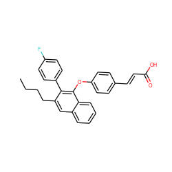 CCCCc1cc2ccccc2c(Oc2ccc(/C=C/C(=O)O)cc2)c1-c1ccc(F)cc1 ZINC000040422722