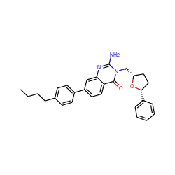 CCCCc1ccc(-c2ccc3c(=O)n(C[C@@H]4CC[C@H](c5ccccc5)O4)c(N)nc3c2)cc1 ZINC000653703914