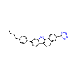 CCCCc1ccc(-c2ccc3c4c([nH]c3c2)-c2ccc(-c3nnn[nH]3)cc2CC4)cc1 ZINC000040404124