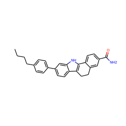 CCCCc1ccc(-c2ccc3c4c([nH]c3c2)-c2ccc(C(N)=O)cc2CC4)cc1 ZINC000040404112