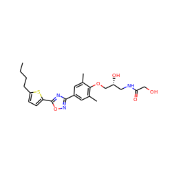 CCCCc1ccc(-c2nc(-c3cc(C)c(OC[C@H](O)CNC(=O)CO)c(C)c3)no2)s1 ZINC000103257926