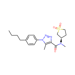 CCCCc1ccc(-n2nnc(C(=O)N(C)[C@@H]3CCS(=O)(=O)C3)c2C)cc1 ZINC000011690222