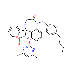 CCCCc1ccc(CN2C(=O)CN[C@](c3ccccc3)([C@H](Oc3nc(C)cc(C)n3)C(=O)O)c3ccccc32)cc1 ZINC000026666387