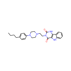 CCCCc1ccc(N2CCN(CCn3c(=O)[nH]c4c([nH]c5ccccc54)c3=O)CC2)cc1 ZINC000013523148