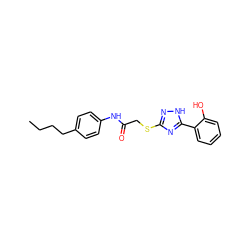 CCCCc1ccc(NC(=O)CSc2n[nH]c(-c3ccccc3O)n2)cc1 ZINC000653818657