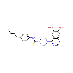 CCCCc1ccc(NC(=S)N2CCN(c3ncnc4cc(OC)c(OC)cc34)CC2)cc1 ZINC000013474817