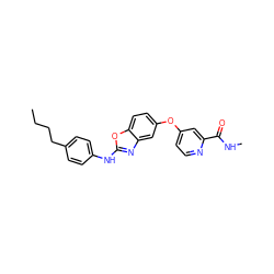 CCCCc1ccc(Nc2nc3cc(Oc4ccnc(C(=O)NC)c4)ccc3o2)cc1 ZINC000071340813