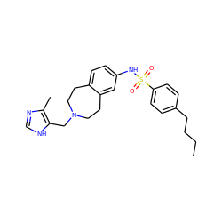 CCCCc1ccc(S(=O)(=O)Nc2ccc3c(c2)CCN(Cc2[nH]cnc2C)CC3)cc1 ZINC000049014400