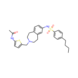 CCCCc1ccc(S(=O)(=O)Nc2ccc3c(c2)CCN(Cc2ccc(NC(C)=O)s2)CC3)cc1 ZINC000049019484