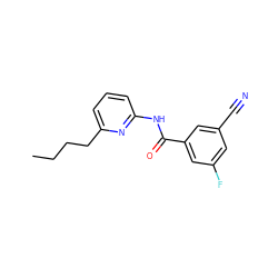 CCCCc1cccc(NC(=O)c2cc(F)cc(C#N)c2)n1 ZINC000071342090