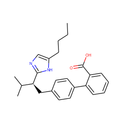 CCCCc1cnc([C@@H](Cc2ccc(-c3ccccc3C(=O)O)cc2)C(C)C)[nH]1 ZINC000049110489