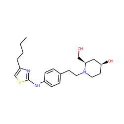 CCCCc1csc(Nc2ccc(CCN3CC[C@H](O)C[C@@H]3CO)cc2)n1 ZINC000096273997