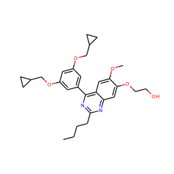 CCCCc1nc(-c2cc(OCC3CC3)cc(OCC3CC3)c2)c2cc(OC)c(OCCO)cc2n1 ZINC000026735077