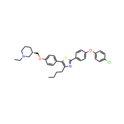 CCCCc1nc(-c2ccc(Oc3ccc(Cl)cc3)cc2)sc1-c1ccc(OC[C@@H]2CCCN(CC)C2)cc1 ZINC000095562126