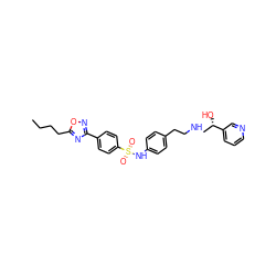 CCCCc1nc(-c2ccc(S(=O)(=O)Nc3ccc(CCNC[C@H](O)c4cccnc4)cc3)cc2)no1 ZINC000029219844