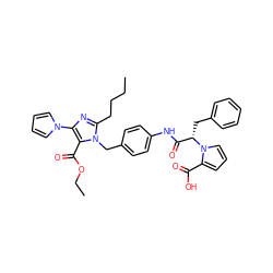 CCCCc1nc(-n2cccc2)c(C(=O)OCC)n1Cc1ccc(NC(=O)[C@H](Cc2ccccc2)n2cccc2C(=O)O)cc1 ZINC000029463517