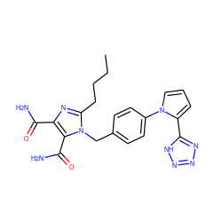 CCCCc1nc(C(N)=O)c(C(N)=O)n1Cc1ccc(-n2cccc2-c2nnn[nH]2)cc1 ZINC000013861191