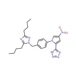 CCCCc1nc(CCCC)n(Cc2ccc(-n3cc([N+](=O)[O-])cc3-c3nnn[nH]3)cc2)n1 ZINC000013861193