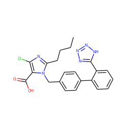 CCCCc1nc(Cl)c(C(=O)O)n1Cc1ccc(-c2ccccc2-c2nnn[nH]2)cc1 ZINC000014952767