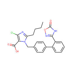 CCCCc1nc(Cl)c(C(=O)O)n1Cc1ccc(-c2ccccc2-c2noc(=O)[nH]2)cc1 ZINC000060142260