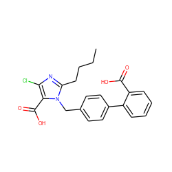 CCCCc1nc(Cl)c(C(=O)O)n1Cc1ccc(-c2ccccc2C(=O)O)cc1 ZINC000013745673