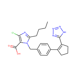 CCCCc1nc(Cl)c(C(=O)O)n1Cc1ccc(C2=C(c3nnn[nH]3)CCC2)cc1 ZINC000013725532