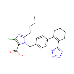 CCCCc1nc(Cl)c(C(=O)O)n1Cc1ccc(C2=C(c3nnn[nH]3)CCCC2)cc1 ZINC000013725536